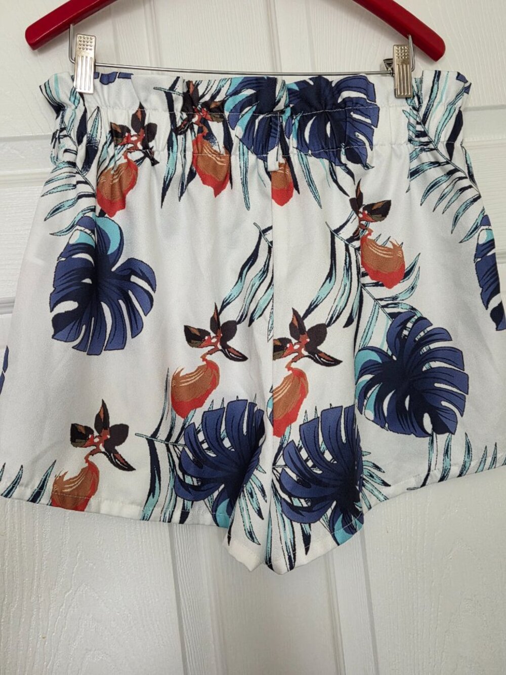 SHEIN White Tropical Montera Print High Waist Paperbag Shorts - Picture 3 of 10